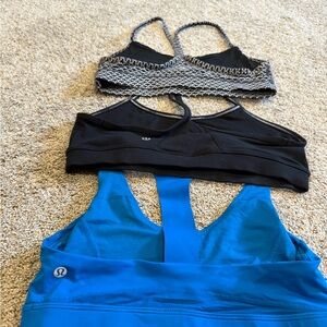 lululemon athletica Black, Blue, and Gray Sports Bras Trio
